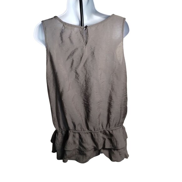 MINE TOO Women’s Tunic Layered Ruffle Collar Elastic Waist Silver Grey Top 1X - Picture 4 of 10